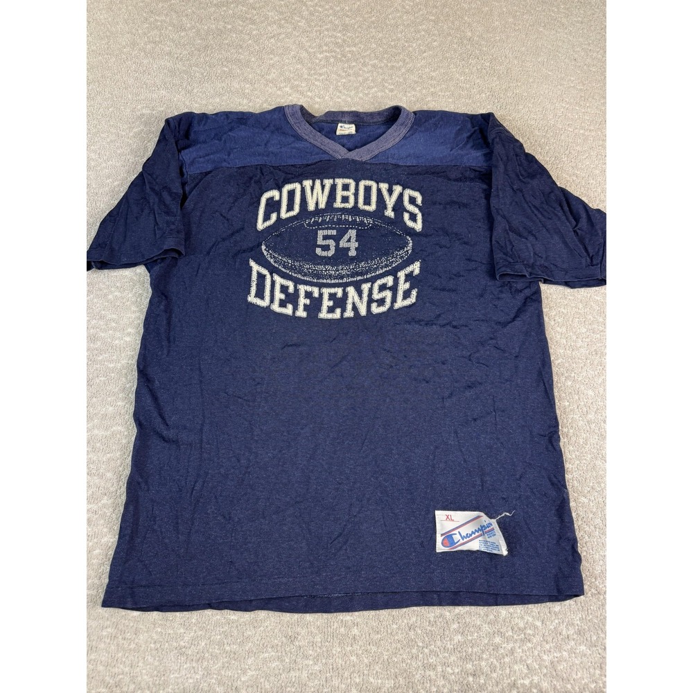 Vintage Dallas Cowboys Shirt Mens XL Blue NFL Football Champion Defense 54 USA